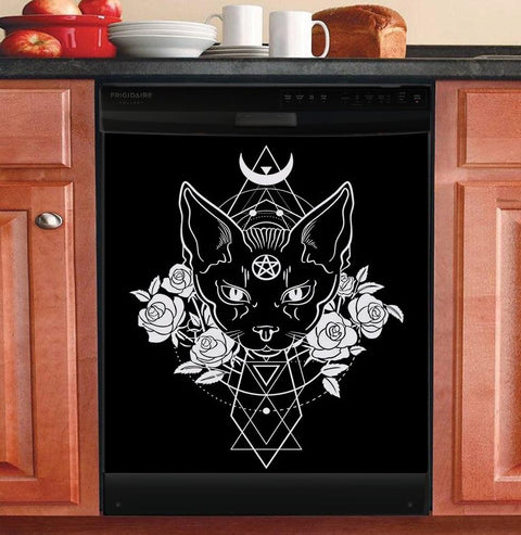Black Cat Dishwasher Cover, Naughty Cat Dishwasher Cover, Black Cat Home Decor, Gift for New House, Housewarming Gift, Gift for Cat Lovers