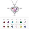 Personalized Engraved Heart Mothers Day Necklace With Birthstones Mom Jewelry Gift For Mom Grandma Wife HT