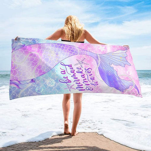 Be A Mermaid And Make Waves Sand Free Beach Towel  1