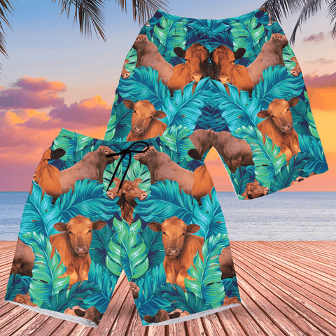 Red Angus Shorts, Cattle Shorts Angus Cattle Hawaii Shorts, Red Angus Cattle Beach Shorts CATTLE LOVERS HAWAIIAN SHORTS