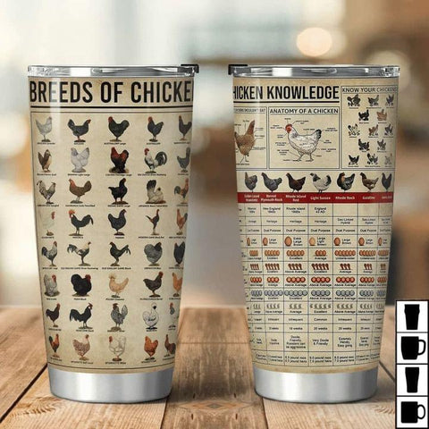 Chicken Knowledge Breeds of Chickens Tumbler Gifts for Chicken Lovers Gift Ideas for Farmers HN