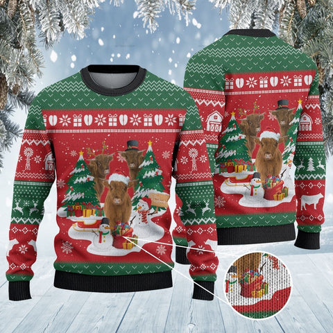 Highland Cattle Lovers Christmas Gift Knitted Sweater wool sweater