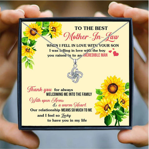 Mother In Law Sunflower Mothers Day Necklace Mom Jewelry Gift Card For Her, Mom, Grandma, Wife HT