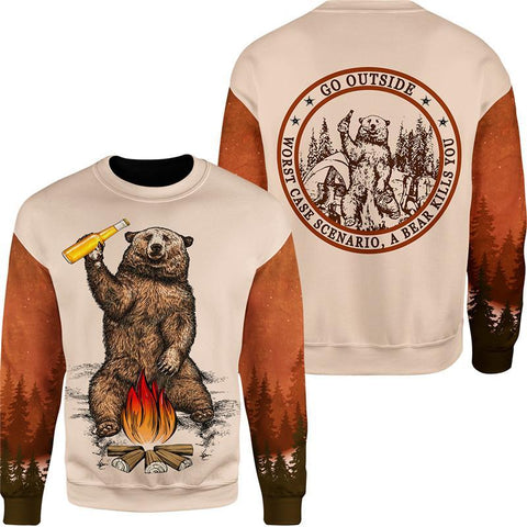 Go Outside Camping 3D All Over Printed Bear T-shirt/Pullover/hoodie/zip hoodie