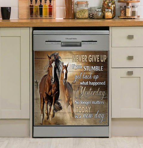 Horse Never Give Up Decor Kitchen Dishwasher Cover
