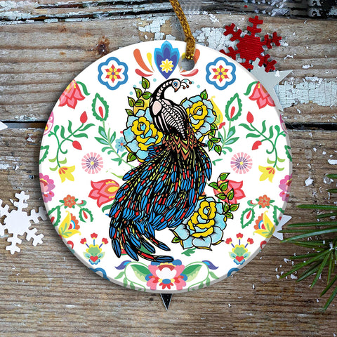 Peacock Ornament Day of the Dead Dia de los Muertos Art Print Animal Ornament HN