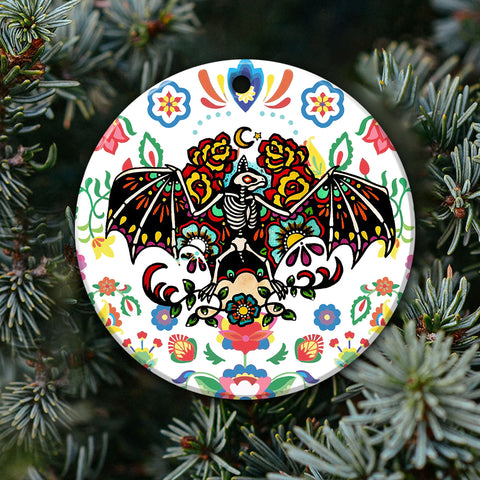 Bat Ornament Day of the Dead Dia de los Muertos Art Print Animal Ornament HN