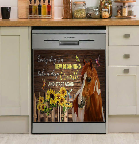 Horse Dishwasher Cover Every Day Is A New Beginning-Horse Decor Kitchen Dishwasher Cover