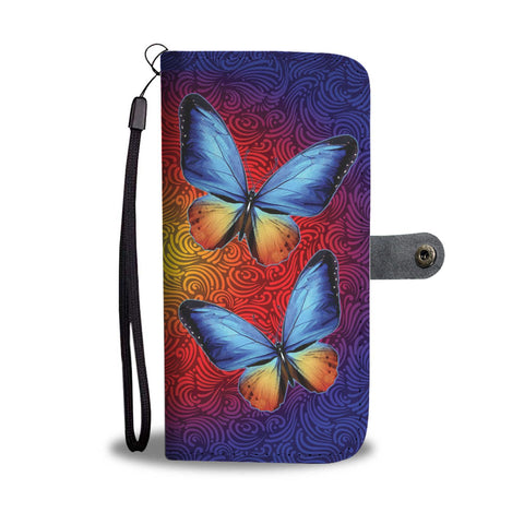 Butterfly Wallet Case Neon, Butterflies Wallet Case for Animal Lover