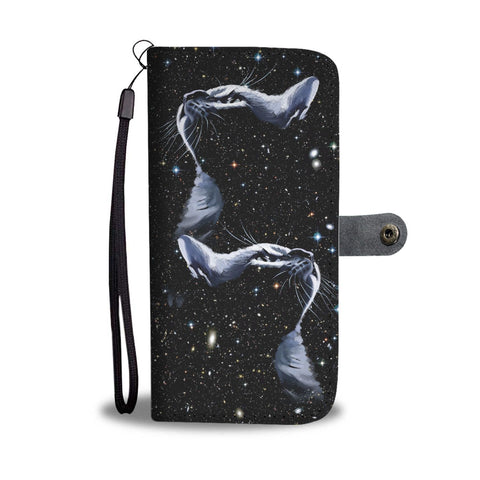 Cat Galaxy Black Wallet Case