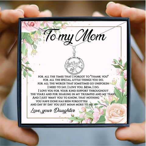 Tree Pendant Mothers Day Necklace Mom Jewelry Gift Card For Her, Mom, Grandma, Wife HT