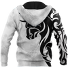 Men Tattoo Hoodie White Black Premium Tribal Tattoo Bulls 3D Printed Unisex Shirts
