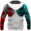 Men Samurai Hoodie Red Blue Premium 3D Printed Samurai Tattoo Hoodie MEI