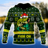 Men Hoodie Bass Fishing Fish on Christmas Hat 3D Shirts