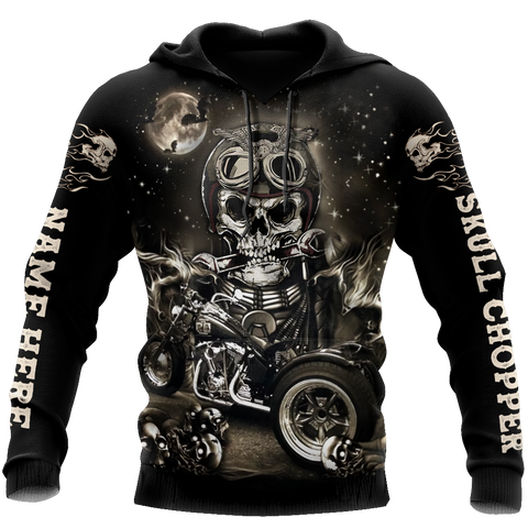 Men Racing Hoodie Black Customize Name Motorcycle Racing 3D All Over Printed Unisex Shirts Skull Chopper