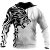 Men Tattoo Hoodie White Premium Tribal Tattoo Lion 3D Printed Unisex Shirts