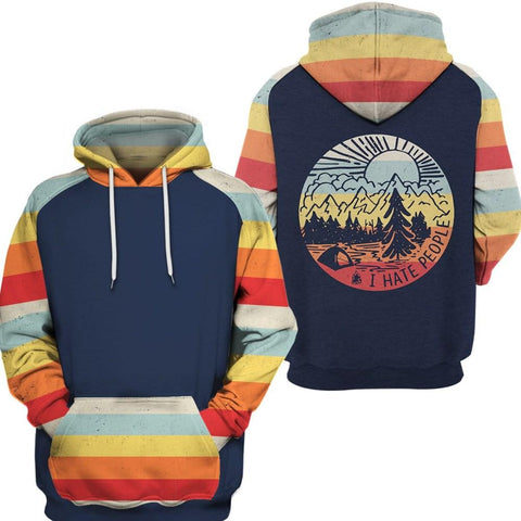 I Hate People Vintage Color Camping 3D All Over Printed Shirt