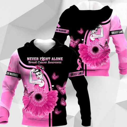 3D Breast Cancer Never Fight Alone Sunflower Girl Hoodie T-Shirt Sweatshirt SU110307