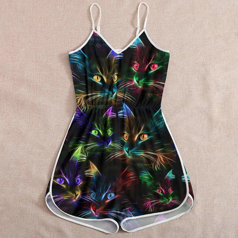 Cat Light Neon Rompers