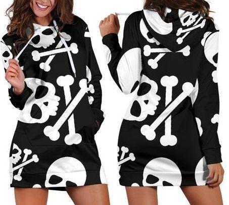 Black Skull Hoodie Dress TL