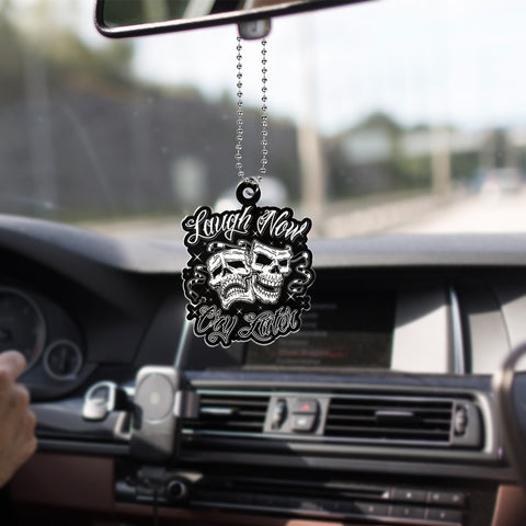 Comedy Tragedy Laugh Now Cry Car Ornament Skull Gift HN
