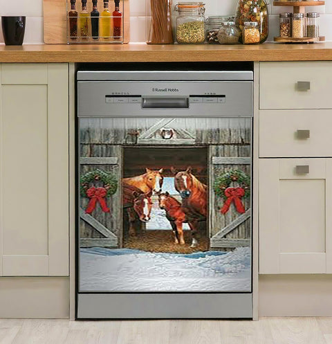 Horse Sticker Christmas Cards With Horses Decor Kitchen Dishwasher Cover