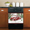 Christmas Kitchen Dishwasher Magnet Cover - Red Christmas Car in the Snow HT