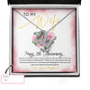 Anniversary Necklace: To My Wife Happy Anniversary, Custom Flower Message Card HN