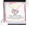 Anniversary Necklace: To My Wife Happy Anniversary, Custom Flower Message Card HN