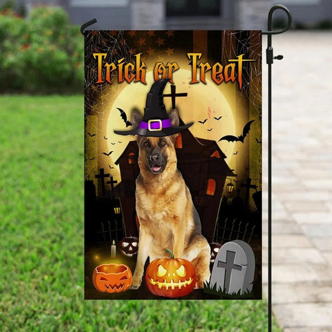 German Shepherd Double Sided Halloween Garden Flag For Outdoor Yard Decoration Home Decor ND