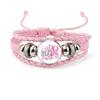 Breast Cancer Bracelets Breast Cancer Gifts For Women - Breast Cancer Survivor Gifts For Cancer Patients Women Pink Ribbon Charm Braided Leather Rope Wrap Bangle Fashion Jewelry