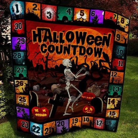 Halloween Countdown Skeleton Dancing Quilt Blanket Comforter Bedding Home Decoration ND