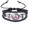 Breast Cancer Bracelets Breast Cancer Gifts For Women - Breast Cancer Survivor Gifts For Cancer Patients Women Pink Ribbon Charm Braided Leather Rope Wrap Bangle Fashion Jewelry