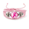 Breast Cancer Bracelets Breast Cancer Gifts For Women - Breast Cancer Survivor Gifts For Cancer Patients Women Pink Ribbon Charm Braided Leather Rope Wrap Bangle Fashion Jewelry