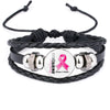 Breast Cancer Bracelets Breast Cancer Gifts For Women - Breast Cancer Survivor Gifts For Cancer Patients Women Pink Ribbon Charm Braided Leather Rope Wrap Bangle Fashion Jewelry