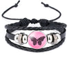 Breast Cancer Bracelets Breast Cancer Gifts For Women - Breast Cancer Survivor Gifts For Cancer Patients Women Pink Ribbon Charm Braided Leather Rope Wrap Bangle Fashion Jewelry
