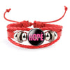 Breast Cancer Bracelets Breast Cancer Gifts For Women - Breast Cancer Survivor Gifts For Cancer Patients Women Pink Ribbon Charm Braided Leather Rope Wrap Bangle Fashion Jewelry