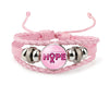 Breast Cancer Bracelets Breast Cancer Gifts For Women - Breast Cancer Survivor Gifts For Cancer Patients Women Pink Ribbon Charm Braided Leather Rope Wrap Bangle Fashion Jewelry