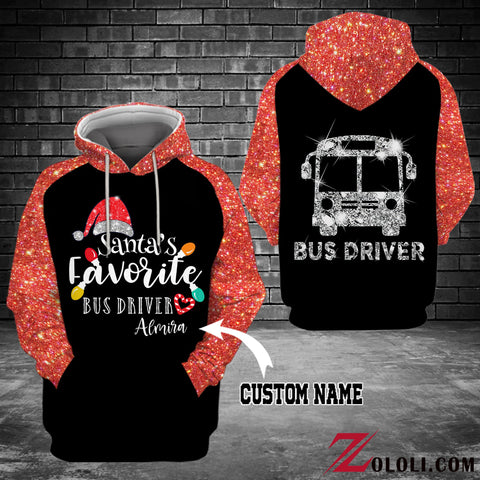 Santa's Favorite Bus Driver Hoodie 3D TXX