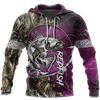Red fishing all over printed hoodie T-shirt for men and women purple color