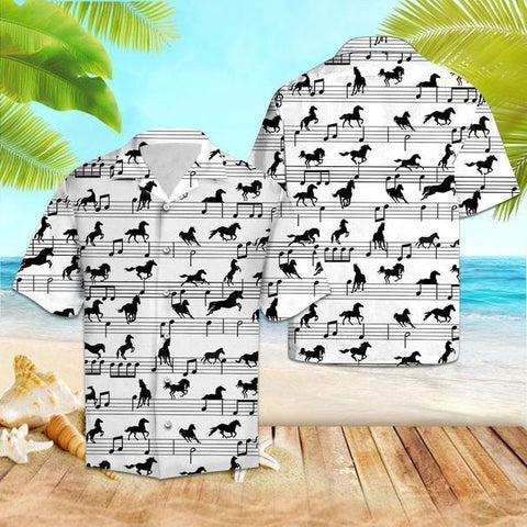 Horse Music Notes Hawaiian Shirt Summer Beach Clothes Outfit For Men Women ND