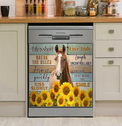 Horse Life Is Short Break The Rules Decor Kitchen Dishwasher Cover