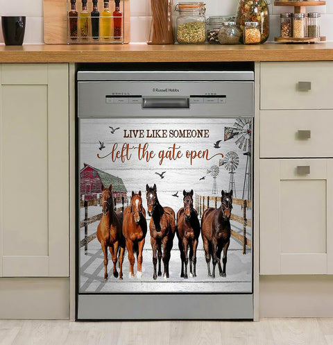 Horse Dishwasher Cover Horse  Live Like Someone Left The Gate Open Decor Kitchen Dishwasher Cover