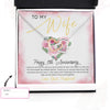Anniversary Necklace: To My Wife Happy Anniversary, Custom Flower Message Card HN