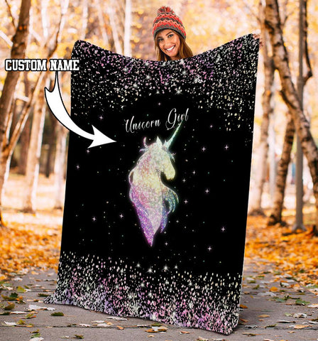 Unicorn Girl Fleece Blanket TXX