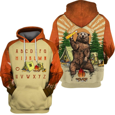 Alphabet Bear 3D All Over Printed Shirt Camping