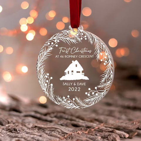 New Home Christmas Ornament, Our First Home Christmas Ornament, Custom New House Ornament, Christmas Bauble Decoration, Couple Gifts 2022 HT