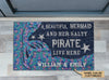 Personalized Beautiful Mermaid And Salty Pirate Customized Doormat