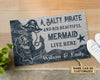 Personalized Mermaid Salty Pirate Live Here Customized Doormat