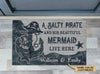 Personalized Mermaid Salty Pirate Live Here Customized Doormat